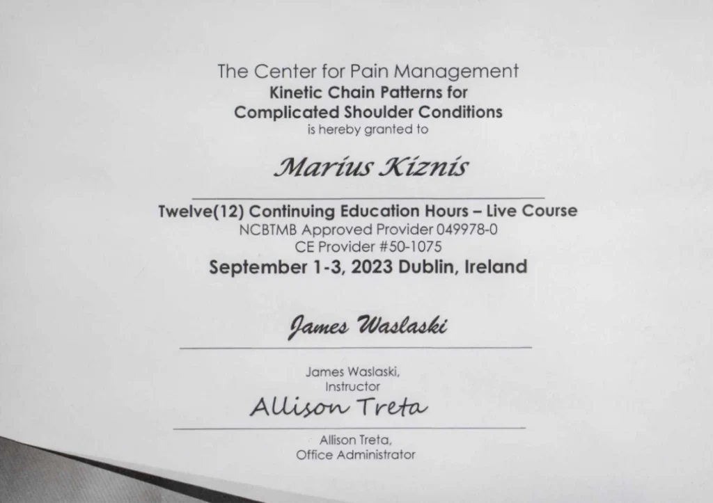 Center for Pain Management Cert Marius Kiznis