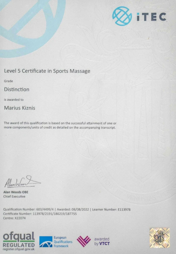 ITEC lvl 5 Cert Marius Kiznis