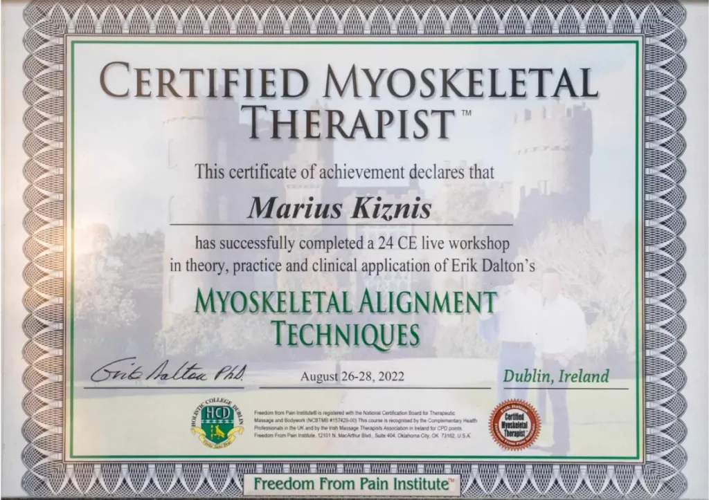 Myoskeletal Certificate Marius Kiznis